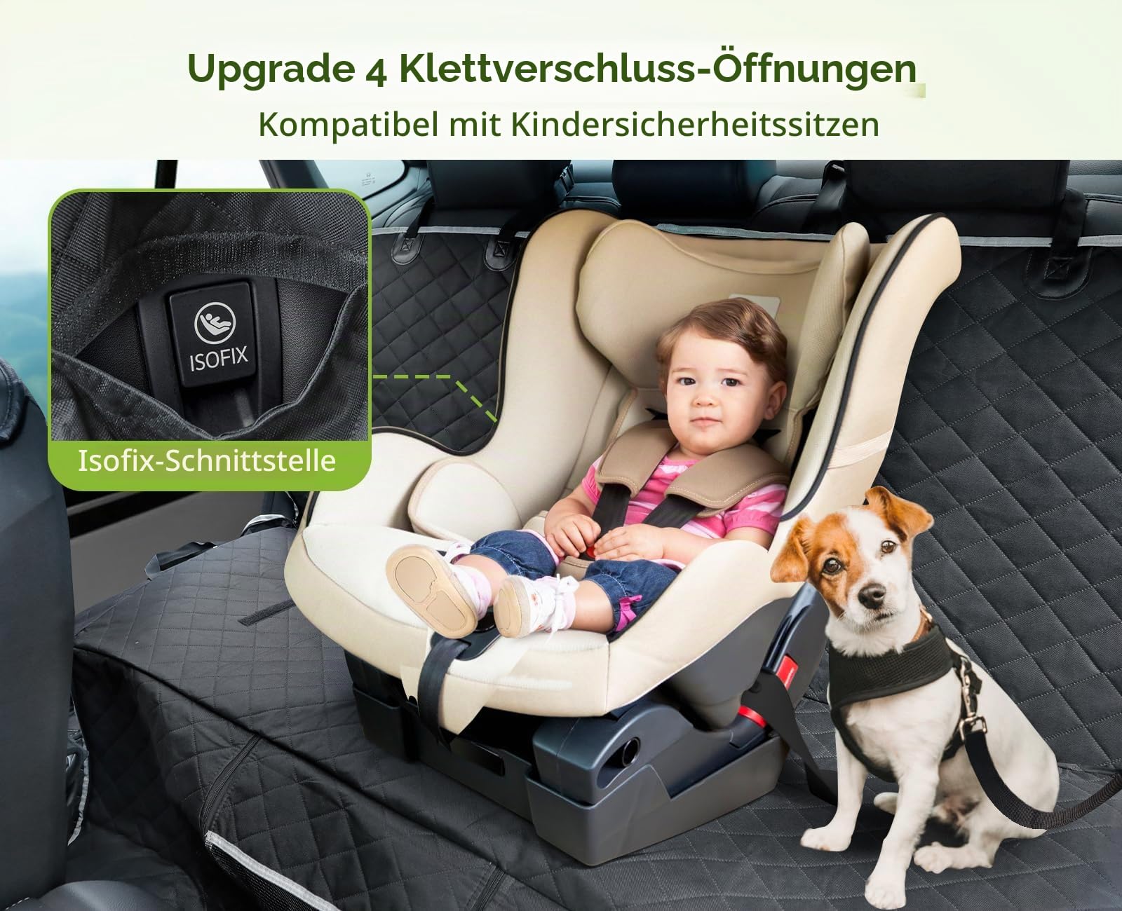 pecute Hundedecke Auto Rückbank 136 * 146 cm, Rücksitz mit Seitenschutz & Sichtfenster, Autositzbezug für Hunde, kofferraumschutz Hund, Kratzfeste & Wasserabweisende