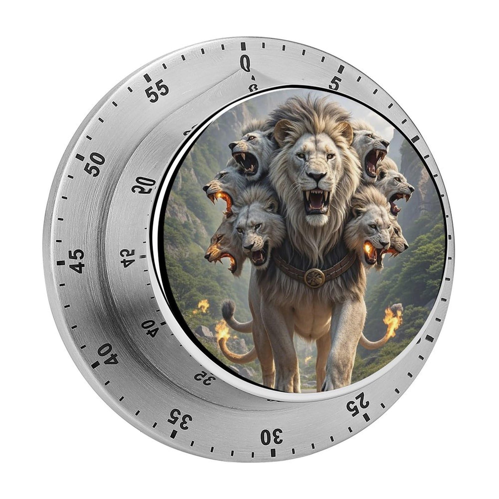 Mechanical Magnetic Kitchen Timer 304 Stainless Steel 70db Loud Alarm Magnetic Base Battery-Free 60 Min Manual Nine Lions Countdown Timer Mini Wind Up Timers for Cooking Studying