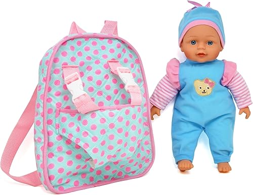 Miniatura 4 de Muñeca suave de 13 pulgadas con mochila portadora de color rosado para la muñeca el bolsillo del maletín se ajusta a los accesorios y la ropa de la