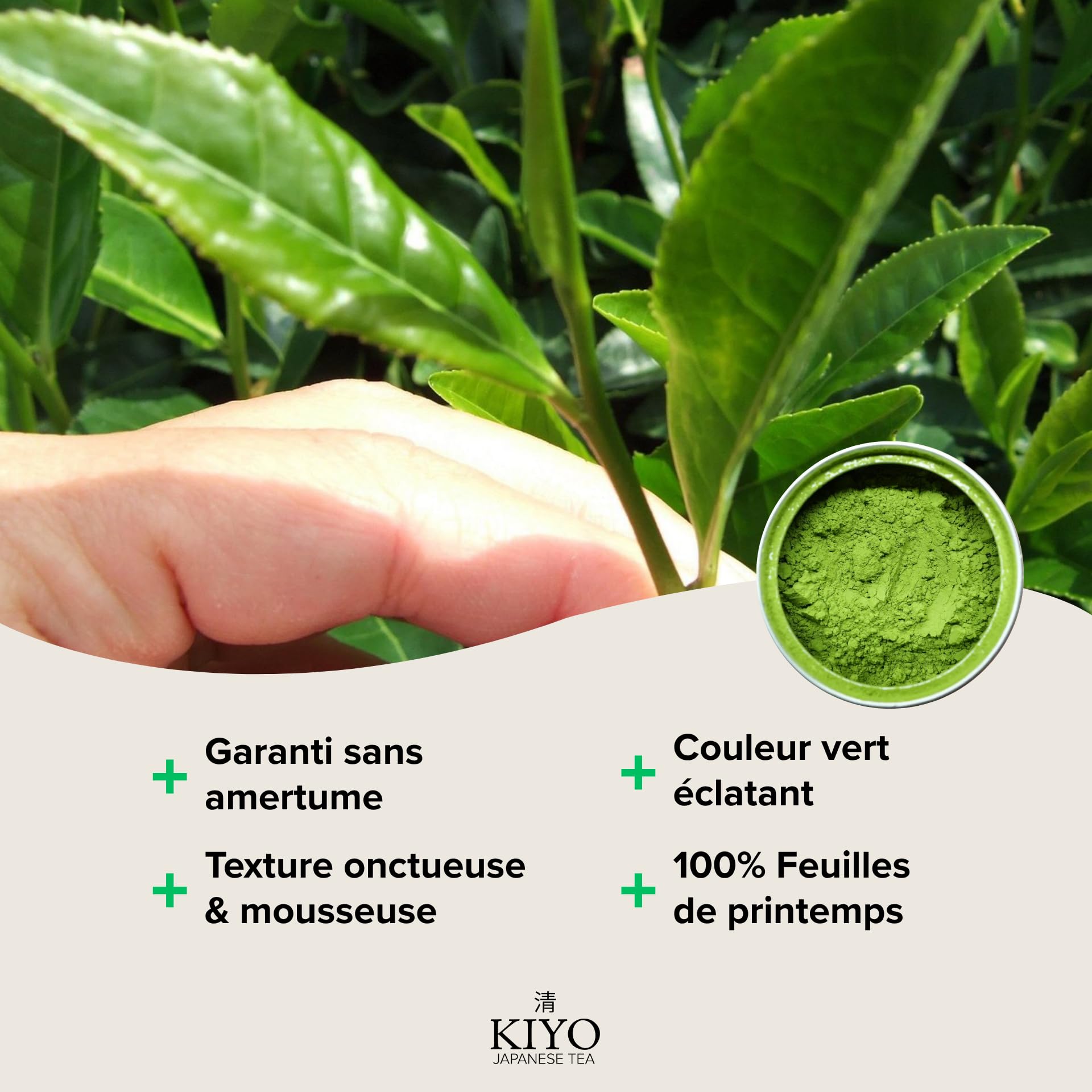 KIYO Matcha Cérémonie | Goût Doux Sans Amertume | 100% Naturel & Pur | Grade Cérémonial de Kagoshima, Japon | Récolté à la Main | 30g