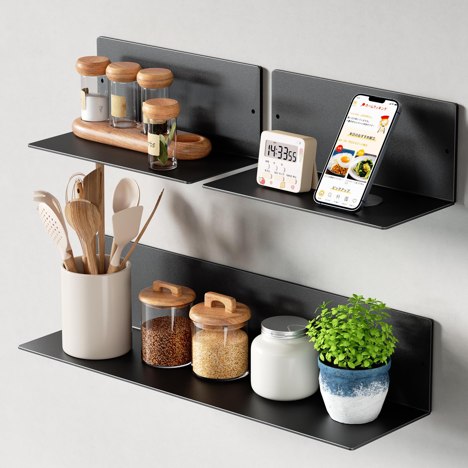 Amazon｜マグネットキッチンラック 3点セット 収納棚 強力磁石 耐荷重