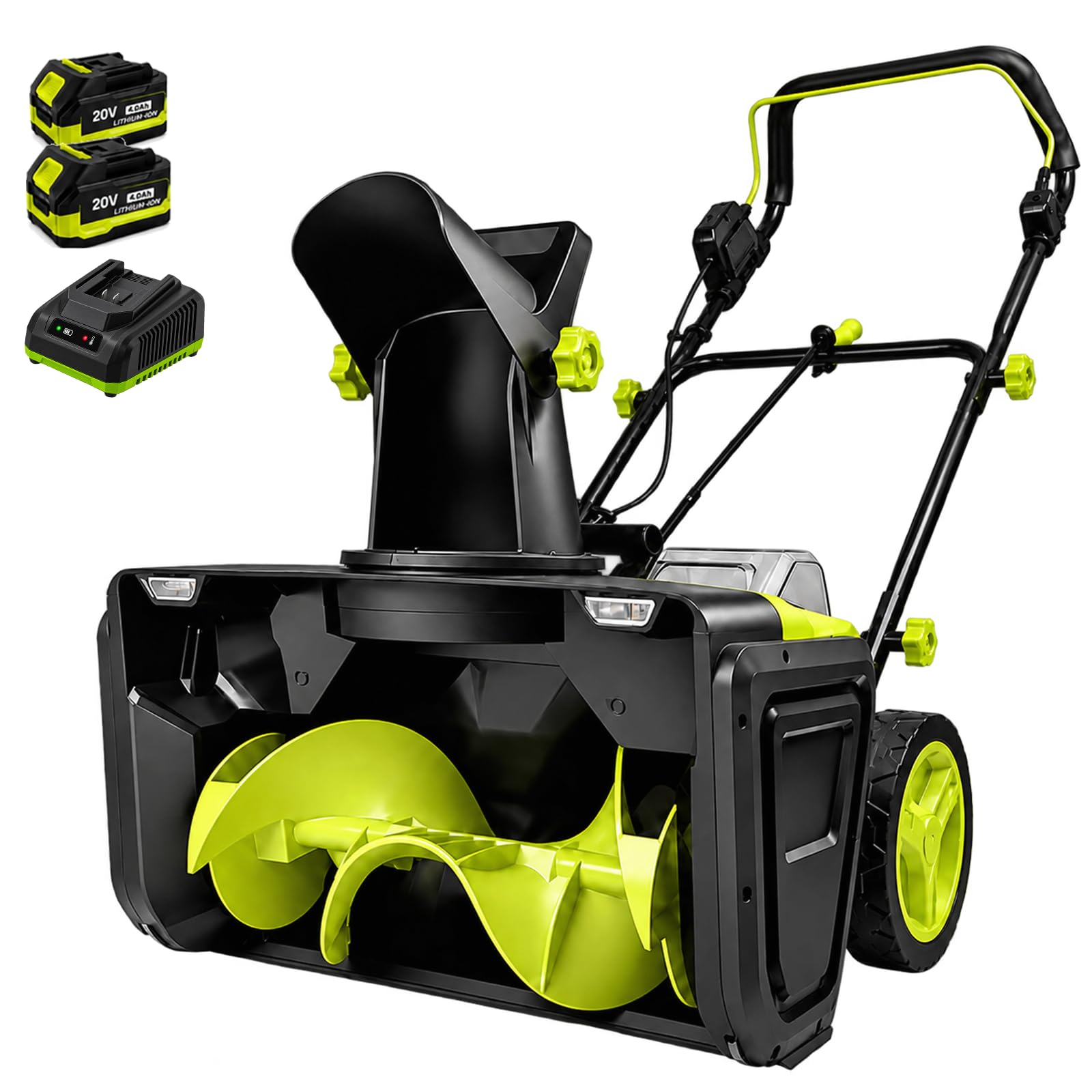 Souffleuse à Neige sans Fil 40V, Souffleuse à Neige Électrique 50cm à Moteur sans Balai avec 2 Batteries 20V 4,0Ah et Chargeur, Projection 7,6m, Double LED pour Allée, Trottoir