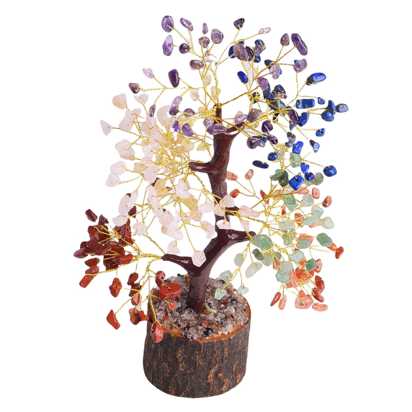 Arbre en cristal coloré figurine Feng Shui argent ornement résine bureau