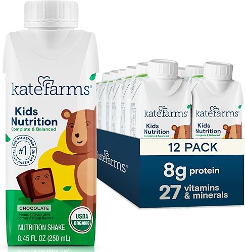 Vista 11 de KATE FARMS Batido de nutrición orgánica para niños sabor vainilla, 8g de proteína, 27 vitaminas y minerales, reemplazo de comida, sin gluten, sin