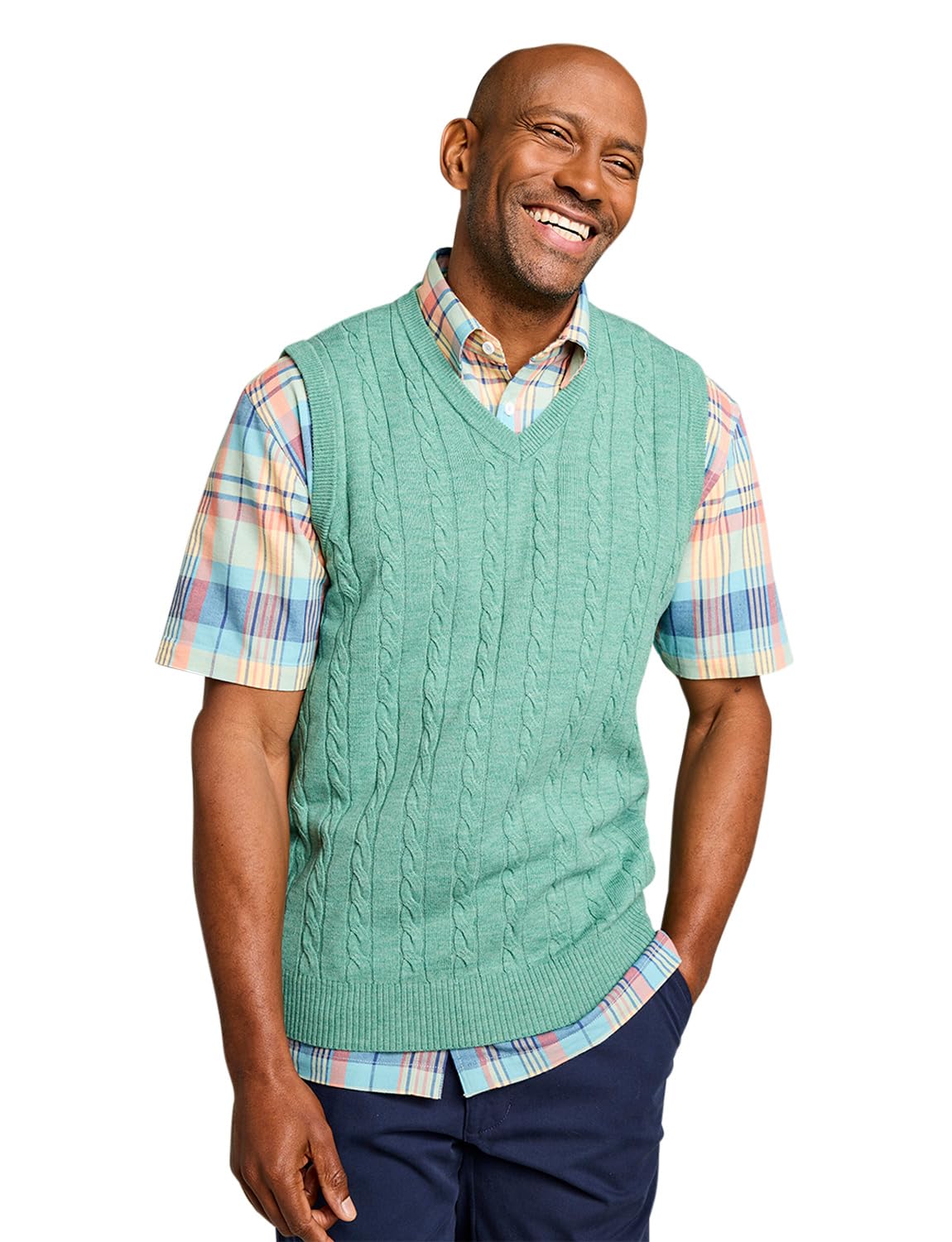 Pegasus Men's Mint Elegant Cable Knit Slipover Premium Yarn, Ribbed Hem & Cuffs, Classic Design Xl