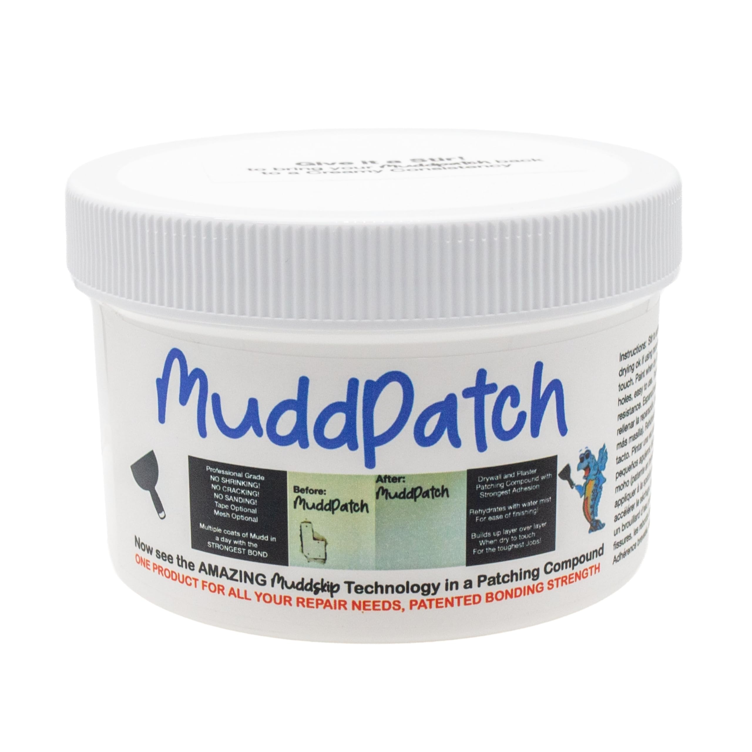 MuddPatch Premixed Drywall Patch Compound 2 lb Tub I Easy Repair for Holes Cracks and Small Patches Smooth Professional Finish I No Sanding, No