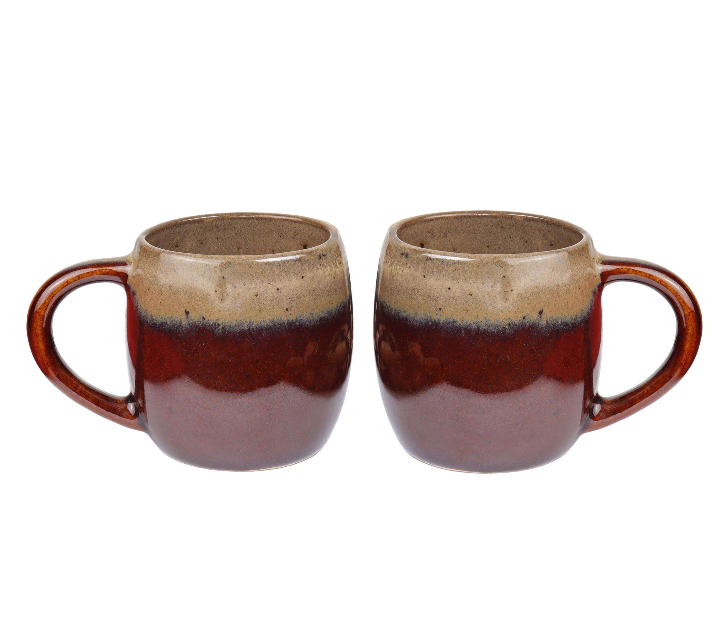 ANTIQRAFT Ceramics Mugs for Tea by Studio Pottery Set of 2 Red & Splash Brown Mugs for Serving Coffee Cups Microwavesafe Dishwashersafe