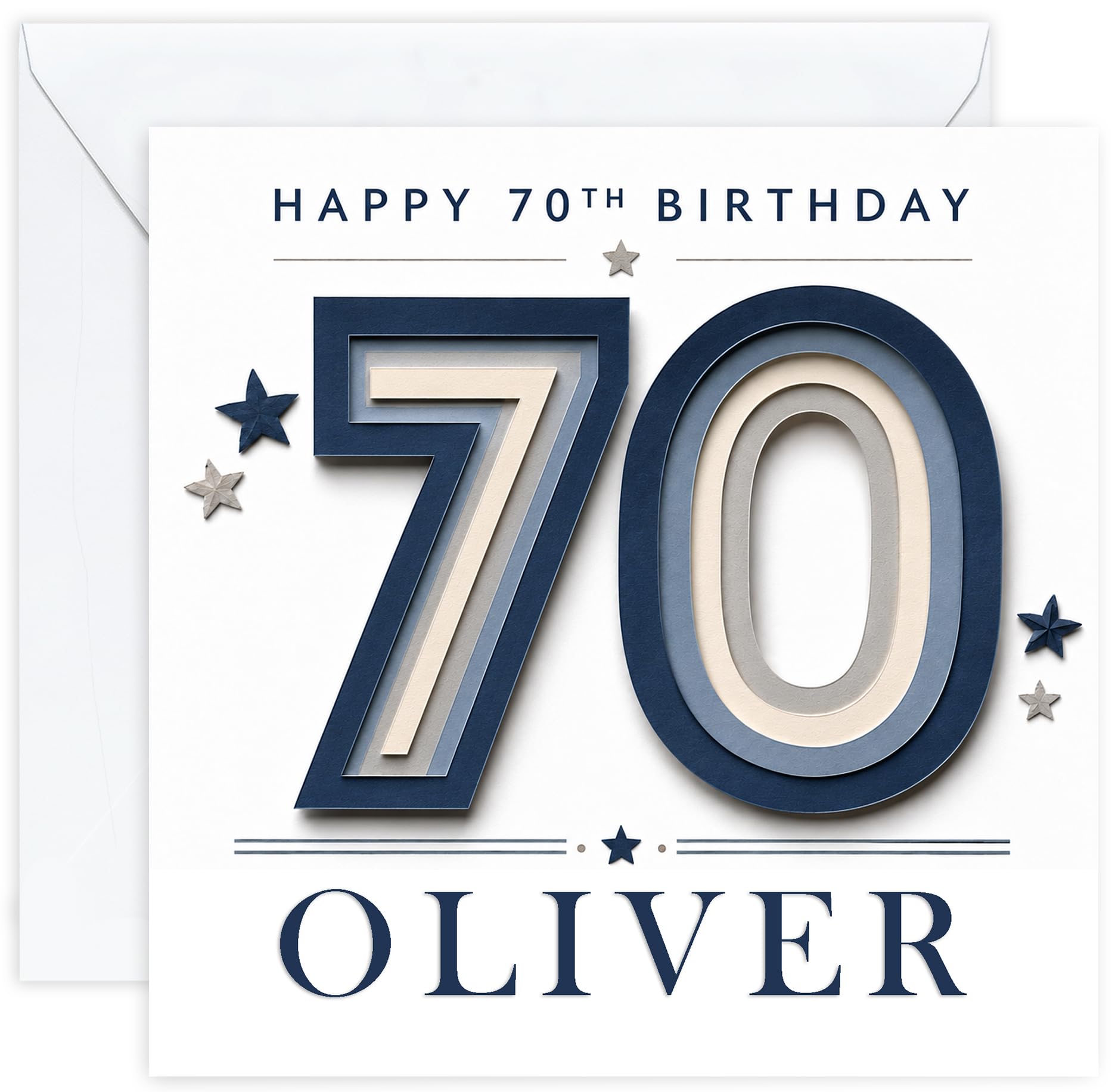 Personalised 70th Birthday Card for Him | Seventieth Birthday Card for 70 Year Old Men | Husband Dad Grandad Brother Friend | Male Birthday Card with Name (Design 04)