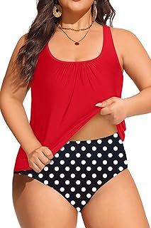 Yonique Plus Size Two Piece Swimsuit for Women Blouson Tankini Tummy Control Bathing Suit Price In India