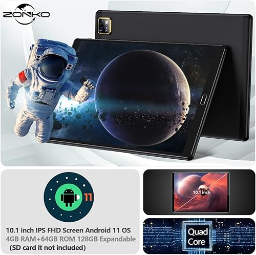 Miniatura 2 de Tablet Tablet Android 11.0 de 10 pulgadas con teclado, doble 2.4+5G WiFi Tablets 64GB almacenamiento 128GB ampliable, 4G RAM 6000mAh batería Google