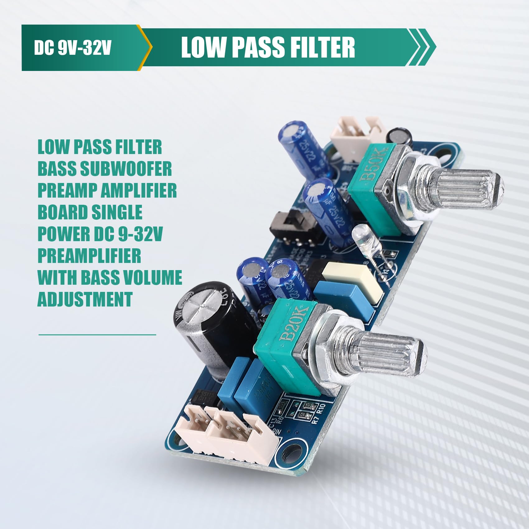 Preamplificatore Subwoofer Filtro Passa Basso Scheda Amplificatore DC 9-32 V Regolazione Volume