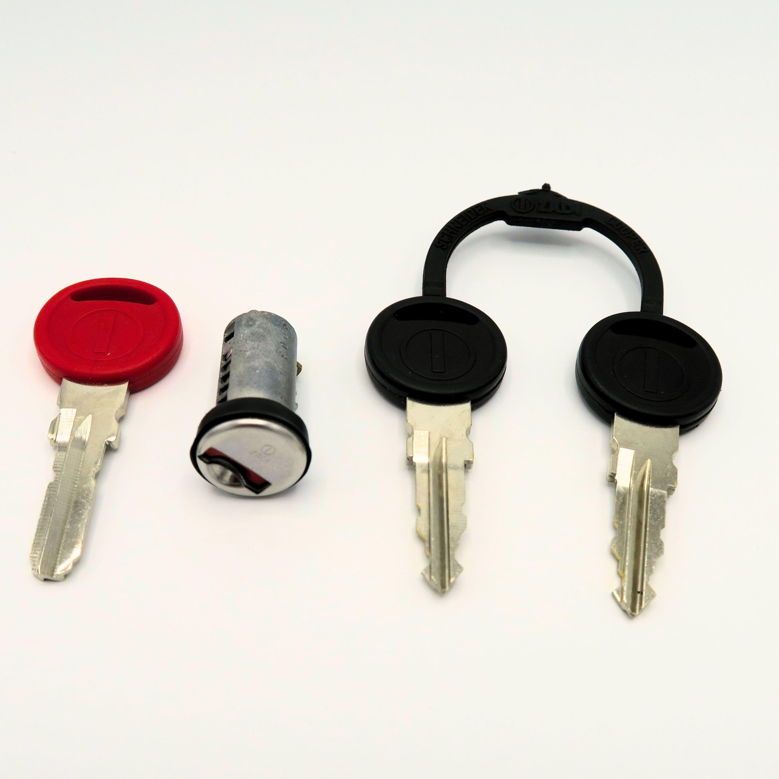 Zadi Kit de remplacement de cylindre de serrure STS avec languette rouge pour camping-car, caravane, selle Vespa Etc. Clé extracteur + cylindre d'origine avec 2 clés