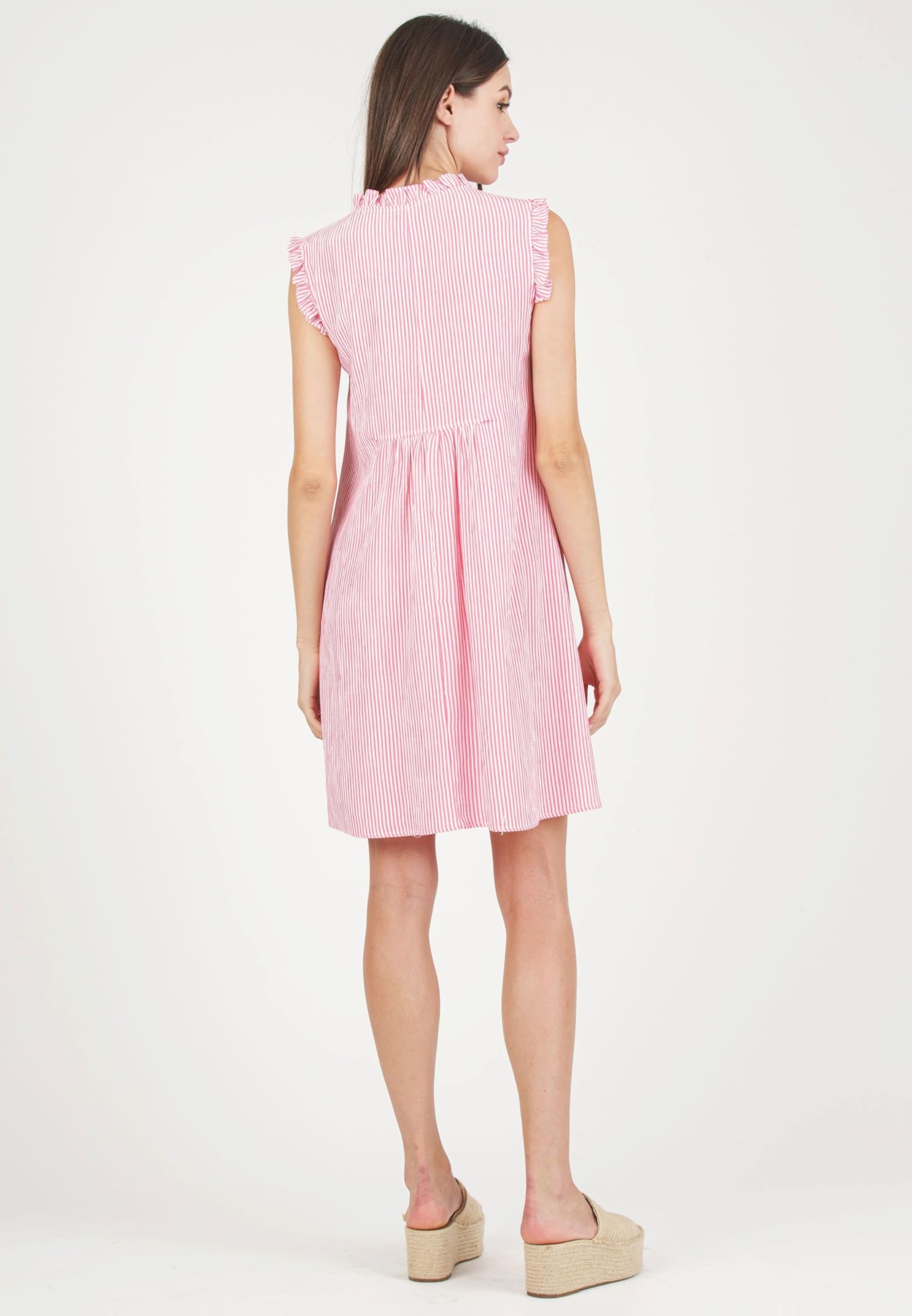 ATTESA maternity Sofia R-Maternity & Nursing Striped Dress with Ruffles Casual Femme