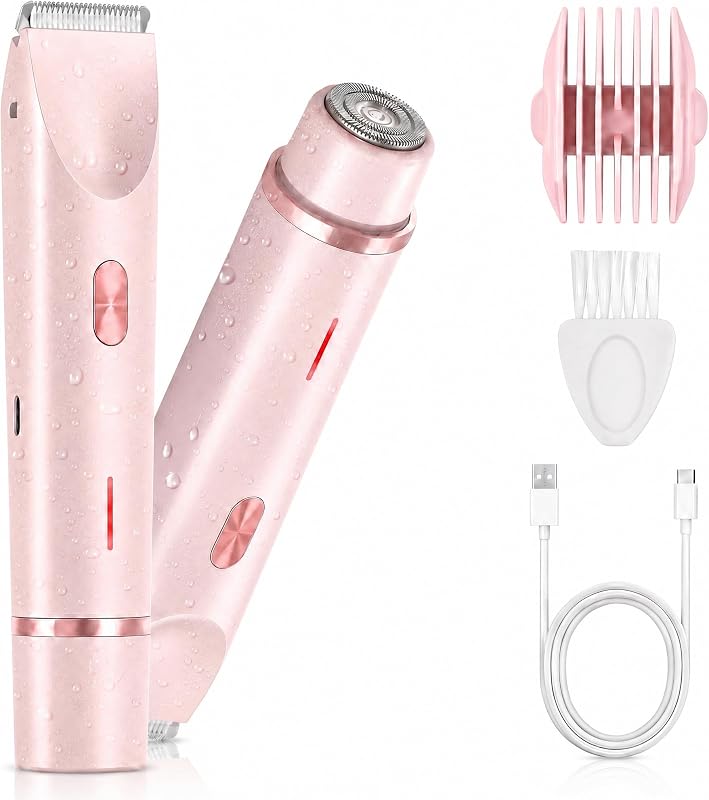 AiooTisu Aparador elétrico 2 em 1 para área do biquíni, com duas cabeças, IPX7 e recarga USB-C