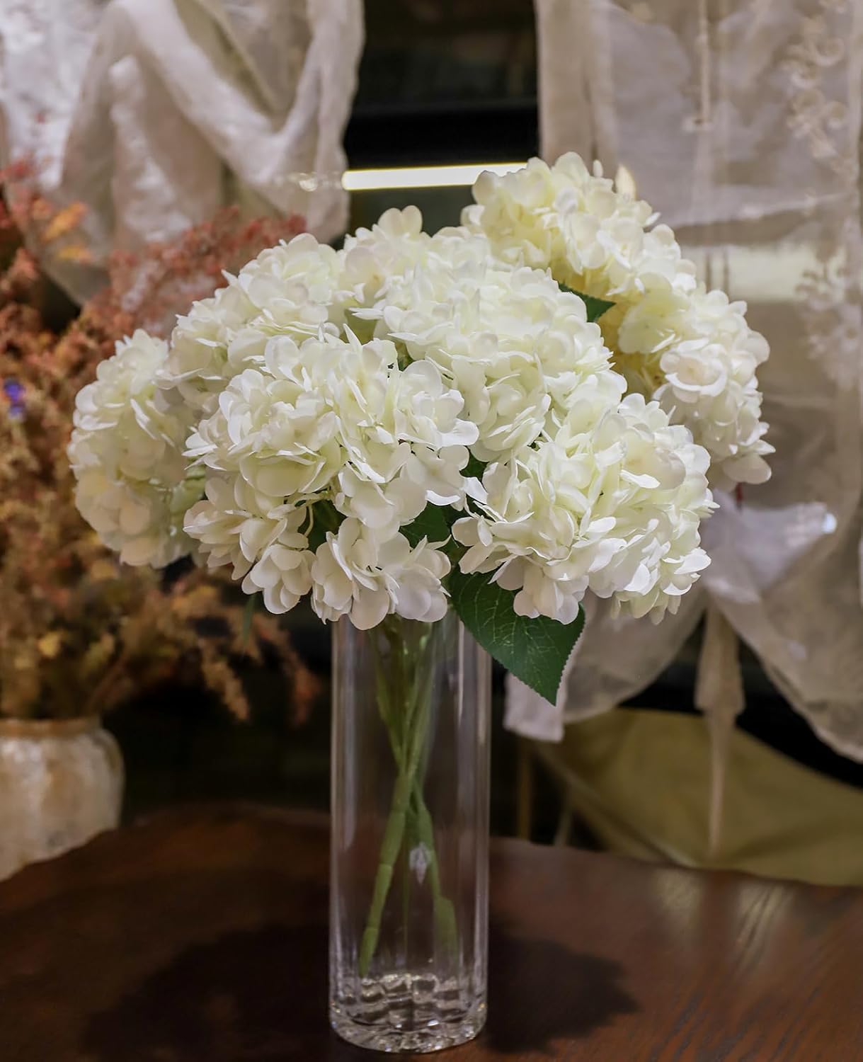 15 Heads Hydrangea Artificial Flowers Realistic Faux Hydrangea Stems for Home Decor, Wedding Bouquets, and Floral Arrangements Real Touch Fake Hydrangea Flowers White Hydrangea Flowers Silk Flowers