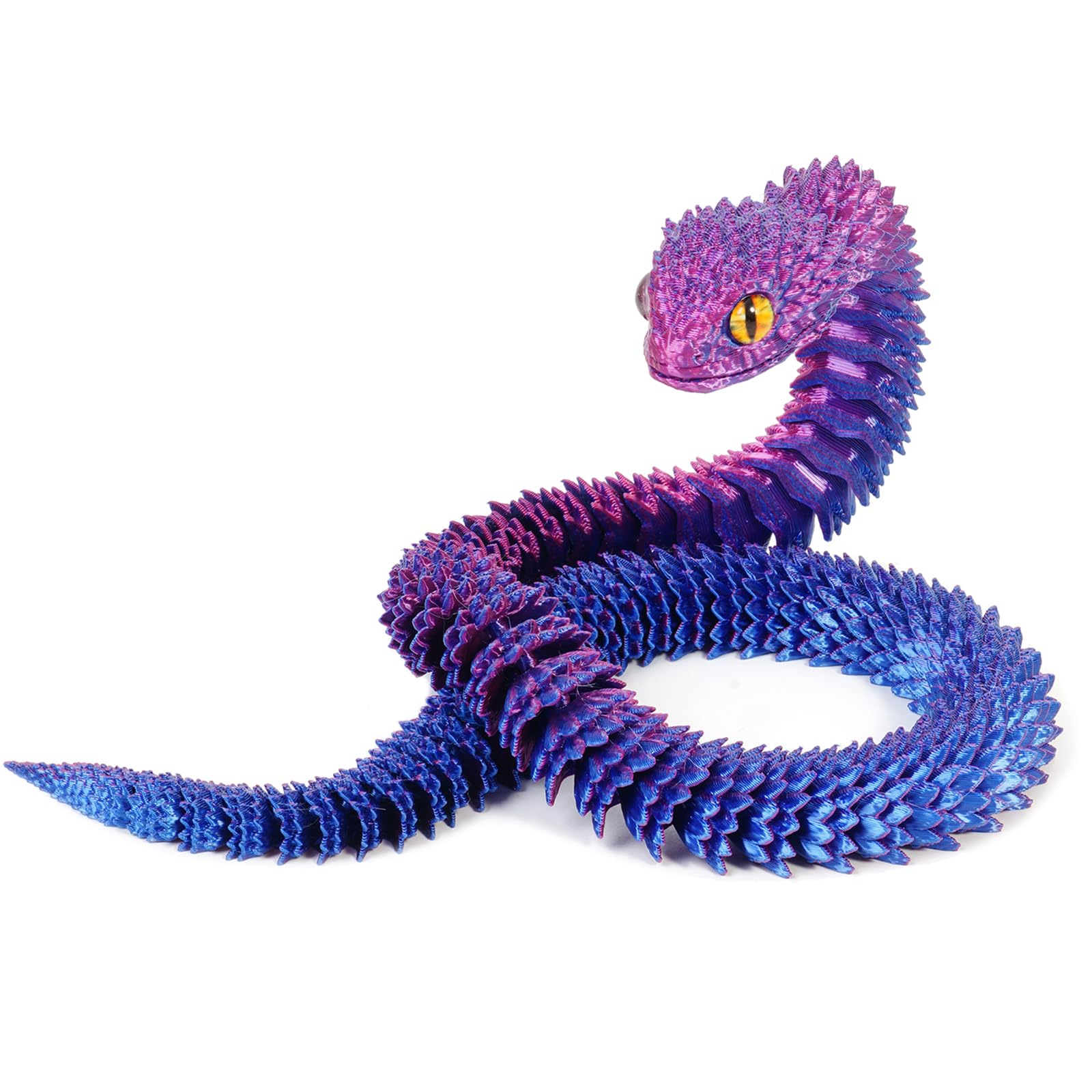 3D Printed Animals Snake, 3D Printed Fidget Toy Snake with Movable Joints, Realistic Fidget Snake Viper Executive Desk Toys for Home Office Decor Present-Laser Purple||40CM