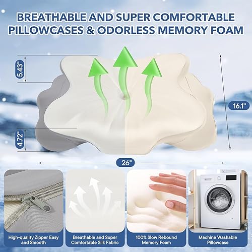 Miniatura 7 de Almohada cervical para cuello y hombro, almohada de espuma viscoelástica de contorno, almohada ergonómica de apoyo para el cuello para personas que