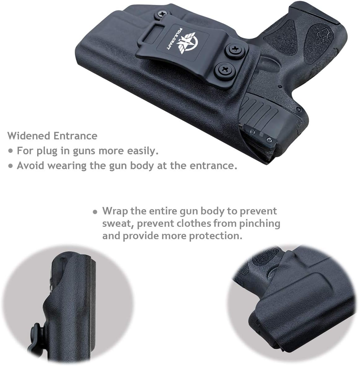 Taurus G3 IWB Kydex Holster Custom Fit: Taurus G3 9mm / .40 Pistol - Inside Waistband - Adj. Cant Retention
