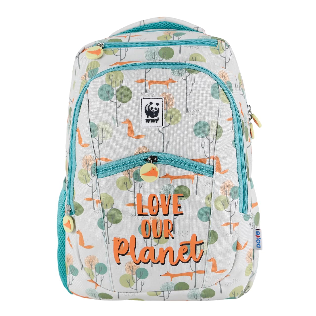 DOHE - Mochila Escolar - 7 Bolsillos (1 para Ordenador Portátil), Tamaño Grande, Tirantes y Espalda Reforzados, Mochila Estudiantes, WWF Love Our Planet, Material Escolar