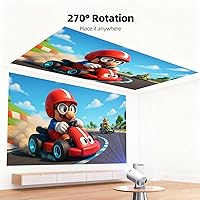 Vista 2 de Projector with WiFi and Bluetooth, Mini Projector, 4K Support Android 11.0 Portable Movie Projector, 270° Rotation Automatic Vertical Keystone
