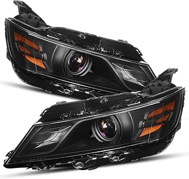 Black Housing Amber Corner Factory Style Projector Headlights Compatible with 2015-2020 Chevy Impala CAAP-CI14-OH-BKAM-HL
