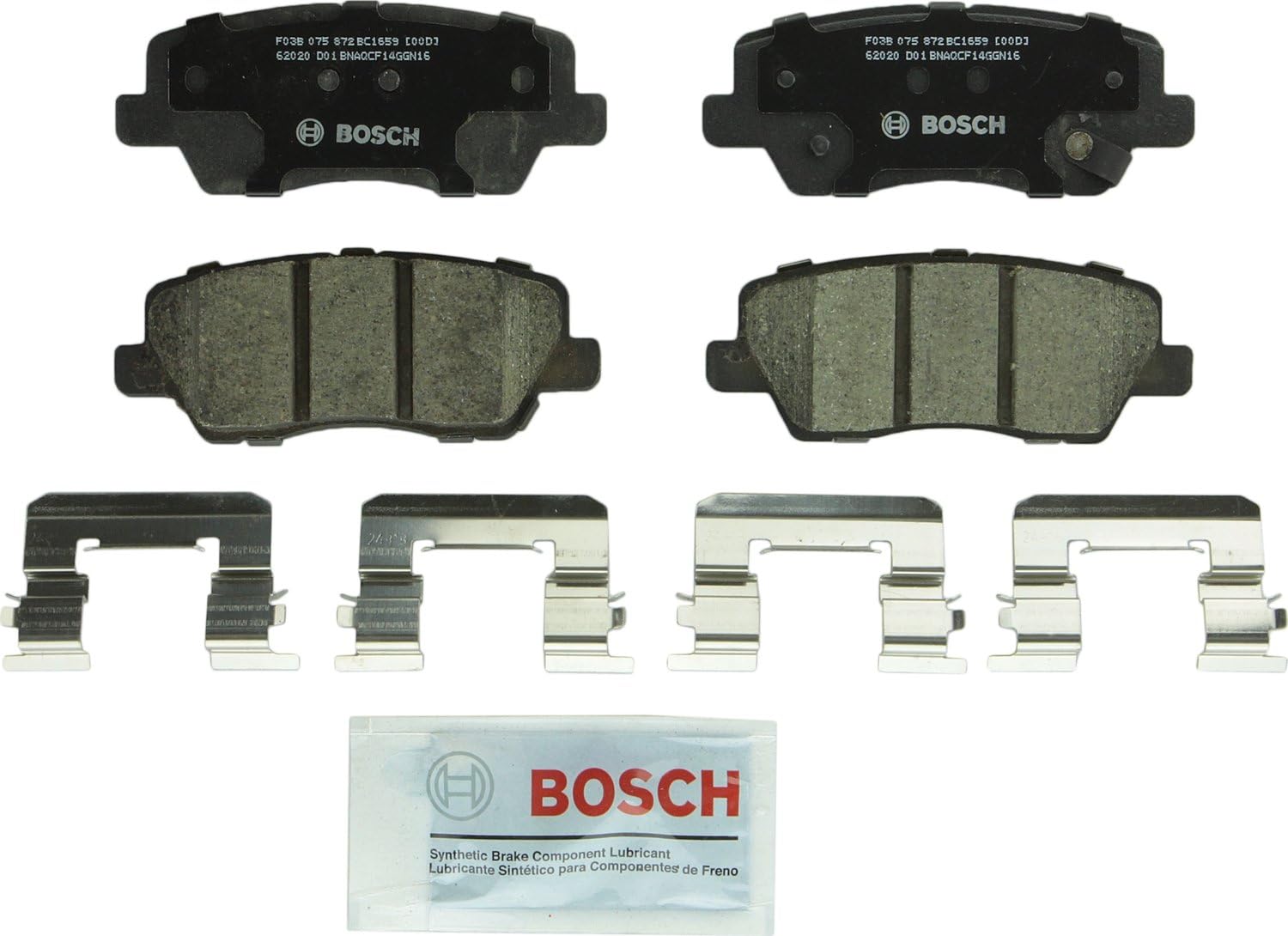 BOSCH BC1659 QuietCast Premium Ceramic Disc Brake Pad Set - Compatible with Cadillac ATS, CTS; REAR