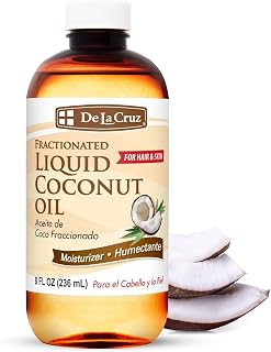 De La Cruz Fractionated Liquid Coconut Oil - Liquid Coconut Oil for Skin and Hair - Natural Moisturizer for Skin and Hair - 8 FL OZ