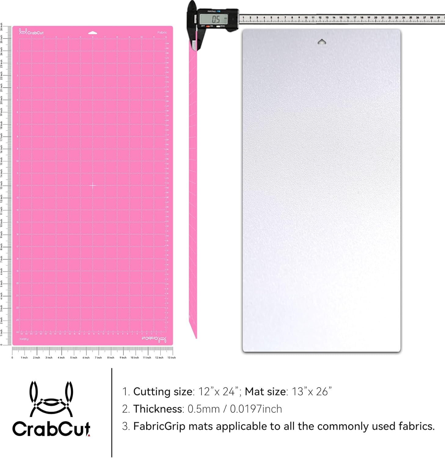 12x24 Inch FabricGrip Cutting Mats for Cricut & Siser,12"x24" Fabric Adhesive Sticky Durable Long Lasting Replacement Cutting Mat for Cricut Maker 4/3/Explore 4/3/Air 2/One/Siser Juliet/Romeo