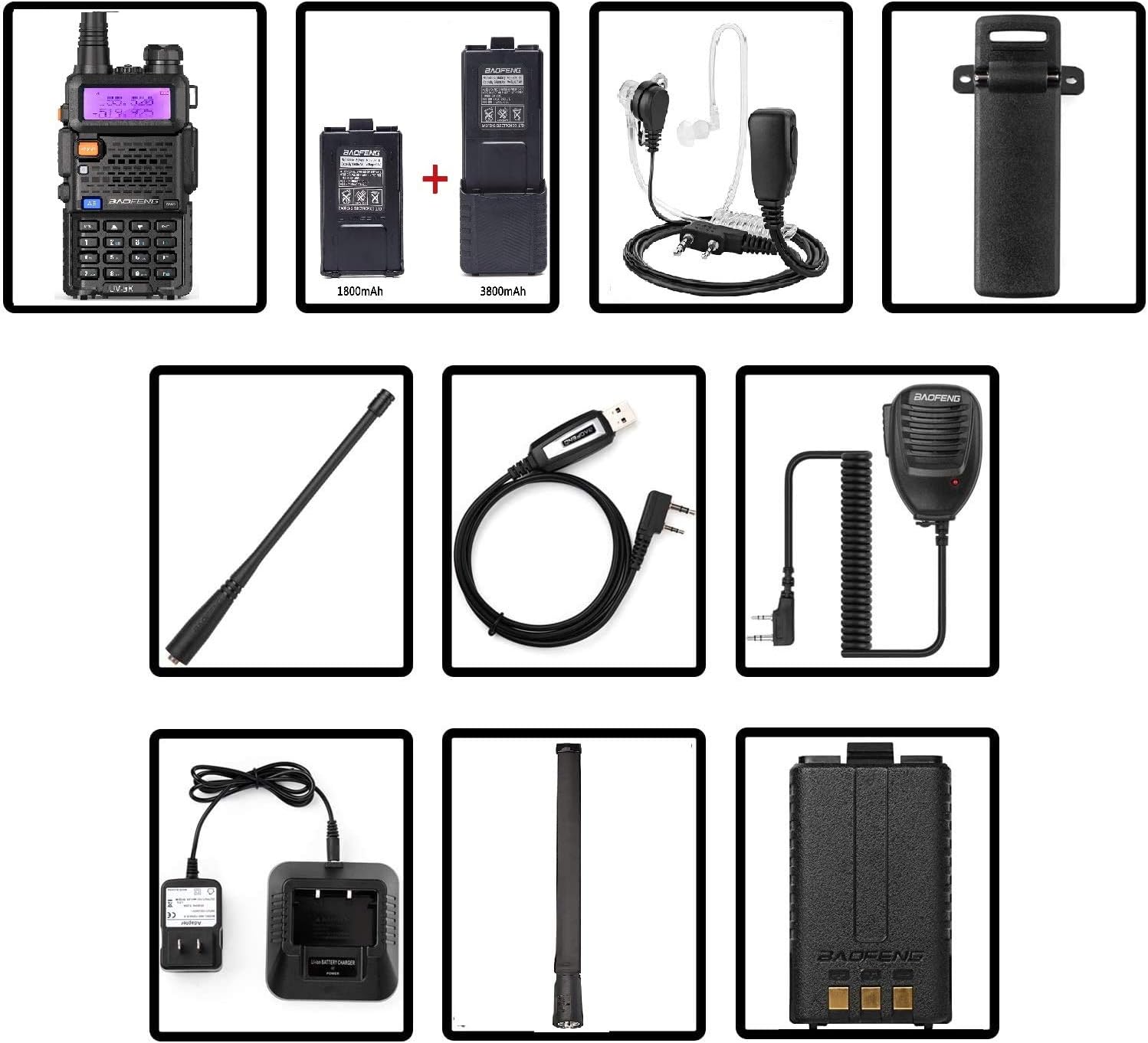 Hоttеѕt Sаlе Ham Radio UV-5R Dual Band Two Way Radio with More 3800mAh Battery and Tube Earpiece and Handheld MIC and 771 Antenna and USB Programming Cable (Tactical 1)