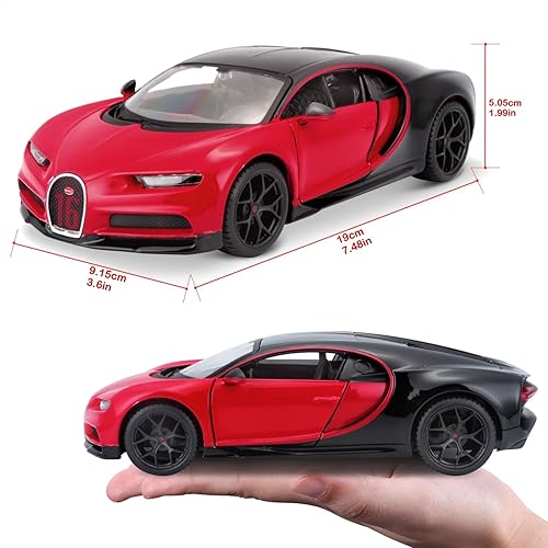 Miniatura 8 de Bugatti Chiron Sport 16" Rojo y Negro Edición Especial 1/24 Modelo de Auto Fundido a Presión por Maisto