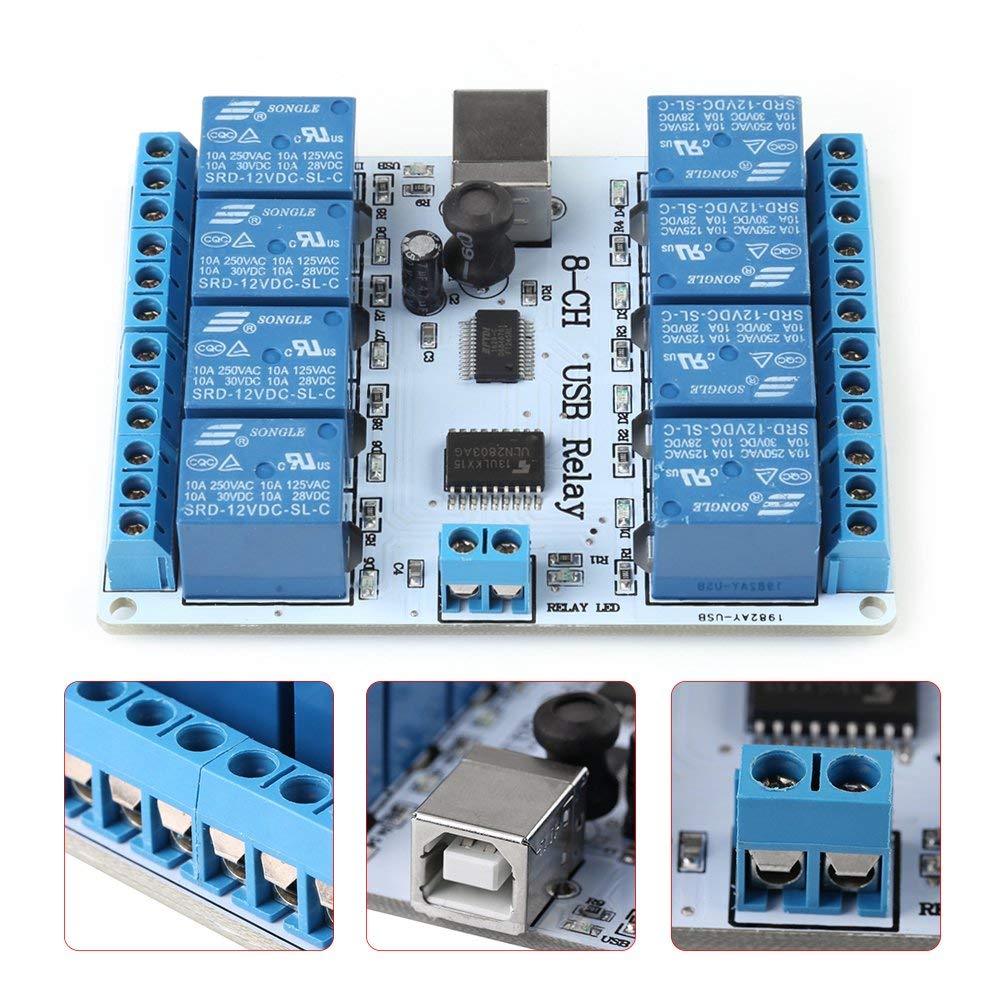12 V Dc 8 Csatornák Usb Relé Modul Számítógépes Vezérlőpult Ftdi-Chip 8