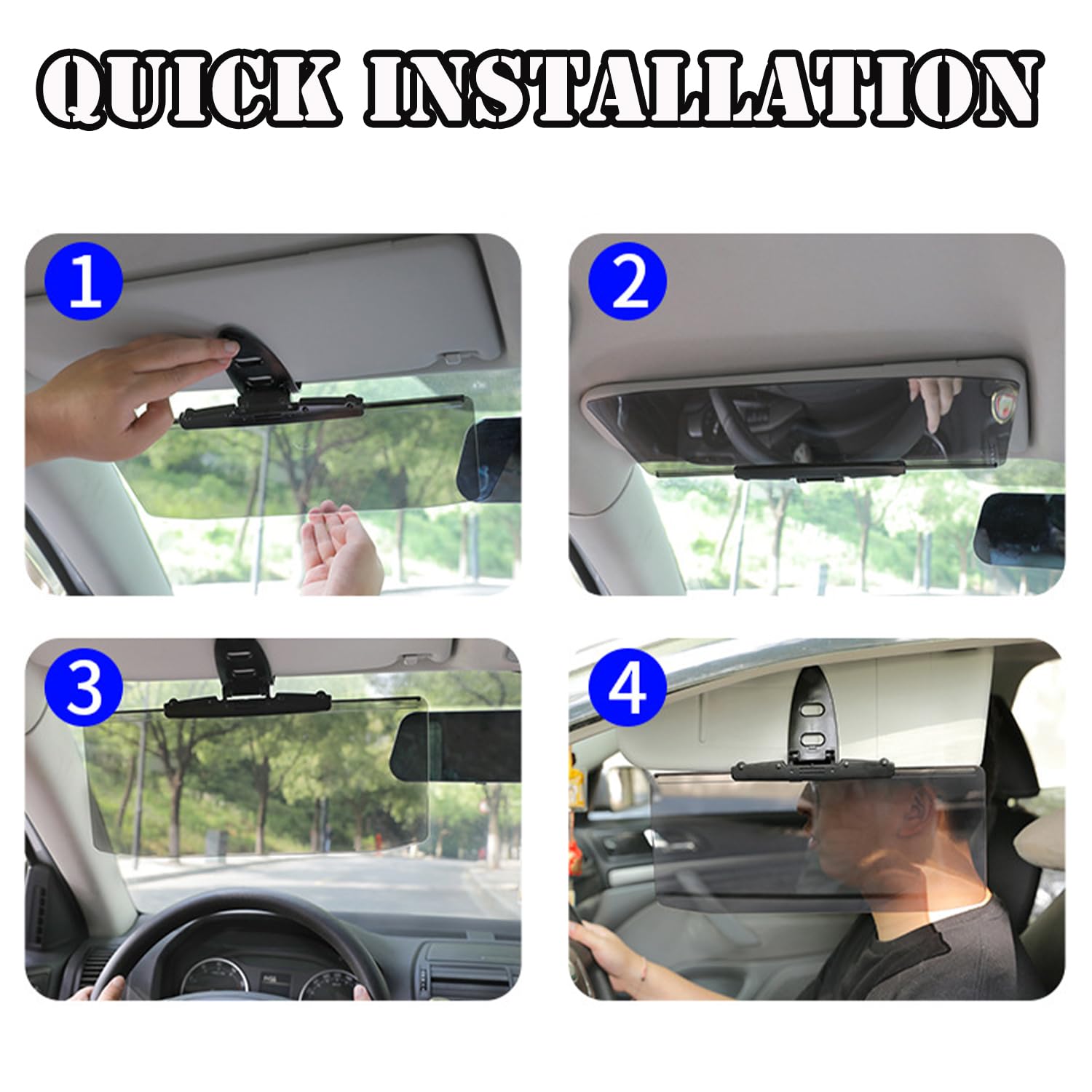 Visiera parasole universale per auto con protezione antiriflesso polarizzata, visiera parasole polarizzata per auto, blocco antiriflesso per la guida, visiera parasole antiriflesso per auto, visione