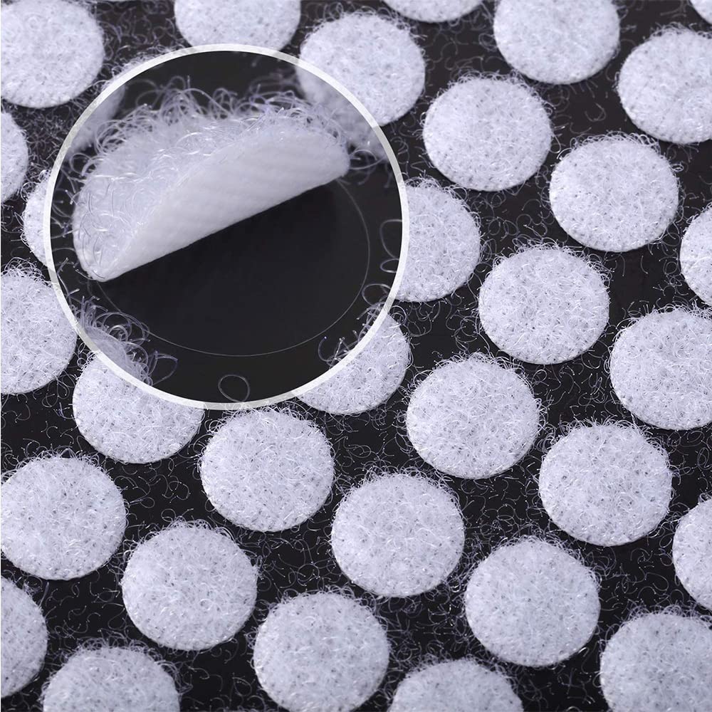 500/1000 Pairs Dots Self Adhesive Fastener Tape 10/15/20mm Disc Adhesive Strong Glue Magic Sticker Round Coins Hook Loop(White 1000pairs,15mm)