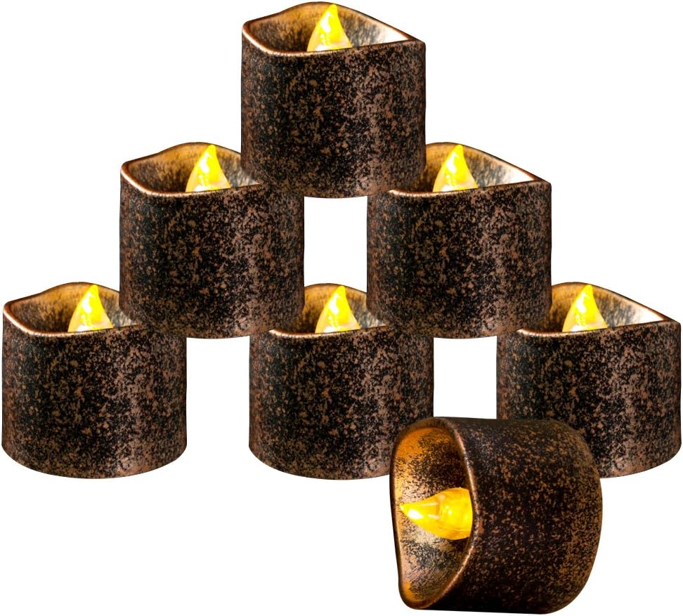 Beichi 24 PCS Black Flameless LED Tea Lights, Small Battery Tealight Candles Festival Decoration, Electric Tea Candles Melted Edge in Warm Yellow Light