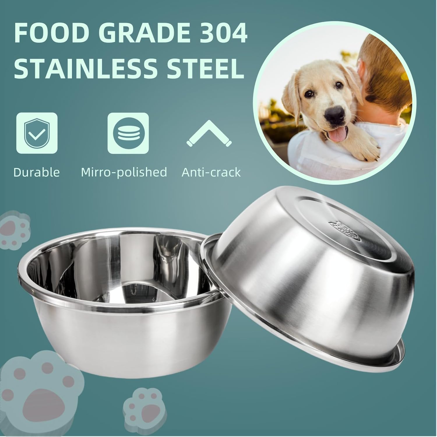 Ultimate 2-Pack Stainless Steel Pet Bowls: Perfect for Your Extra-Large Dog!