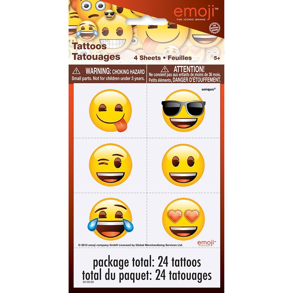 Unique Emoji Temporary Tattoos, 24ct