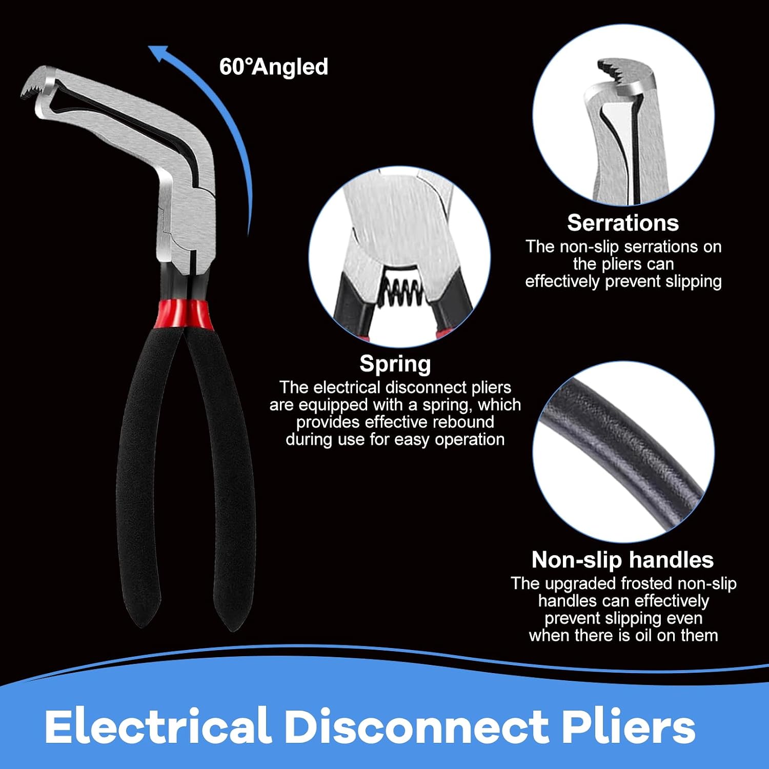 Electrical Disconnect Pliers, Electrical Connector Separator, Fuel Line Petrol Clip Pipe Plier, 8in Automotive Tools Electrical Connector Pliers, Automotive Tools for Push Tab Style Plugs