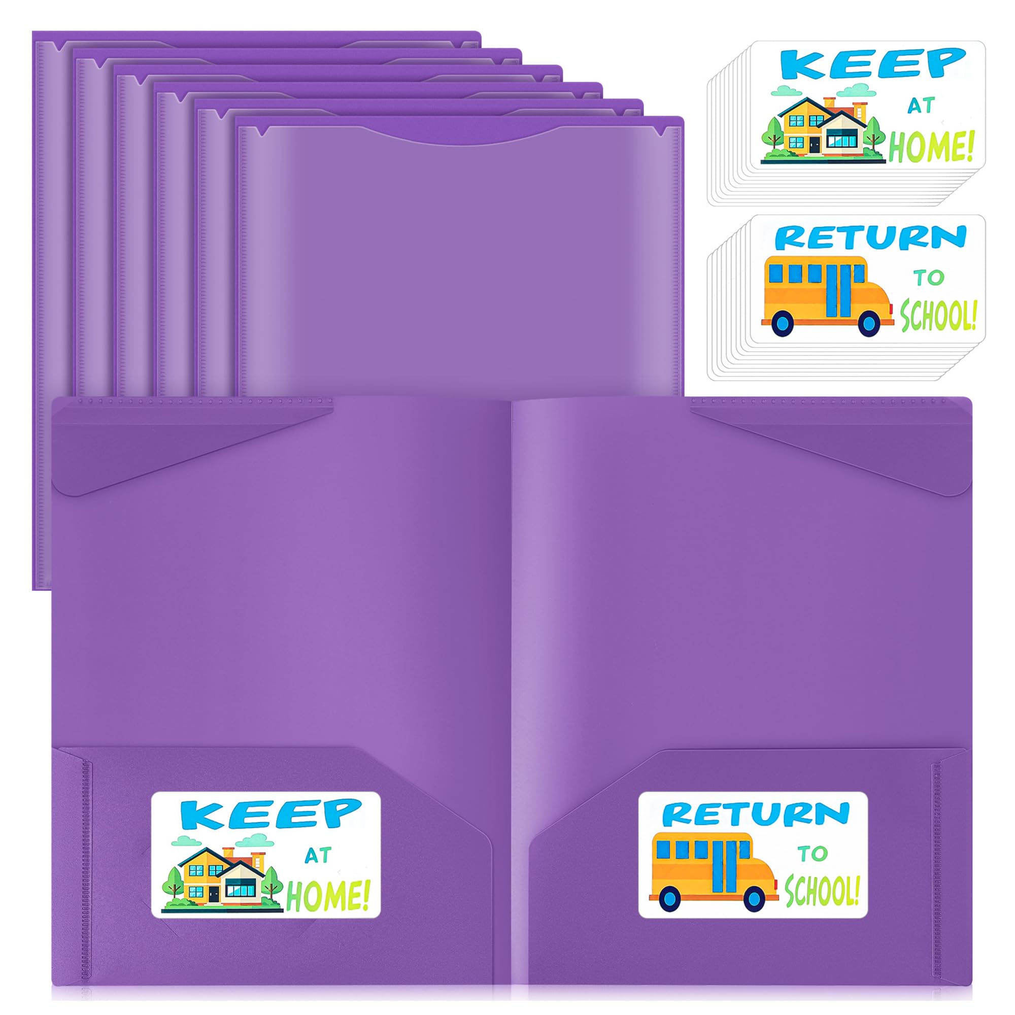 Henoyso 48 Pack Take Home Folders with Clear Front Pocket, Purple