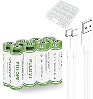 Vista 7 de PULOMI Batería C recargable de iones de litio USB, batería C recargable de alta capacidad de 1.5 V 5000 mWh, carga rápida de 2.5 h, 1200 ciclos