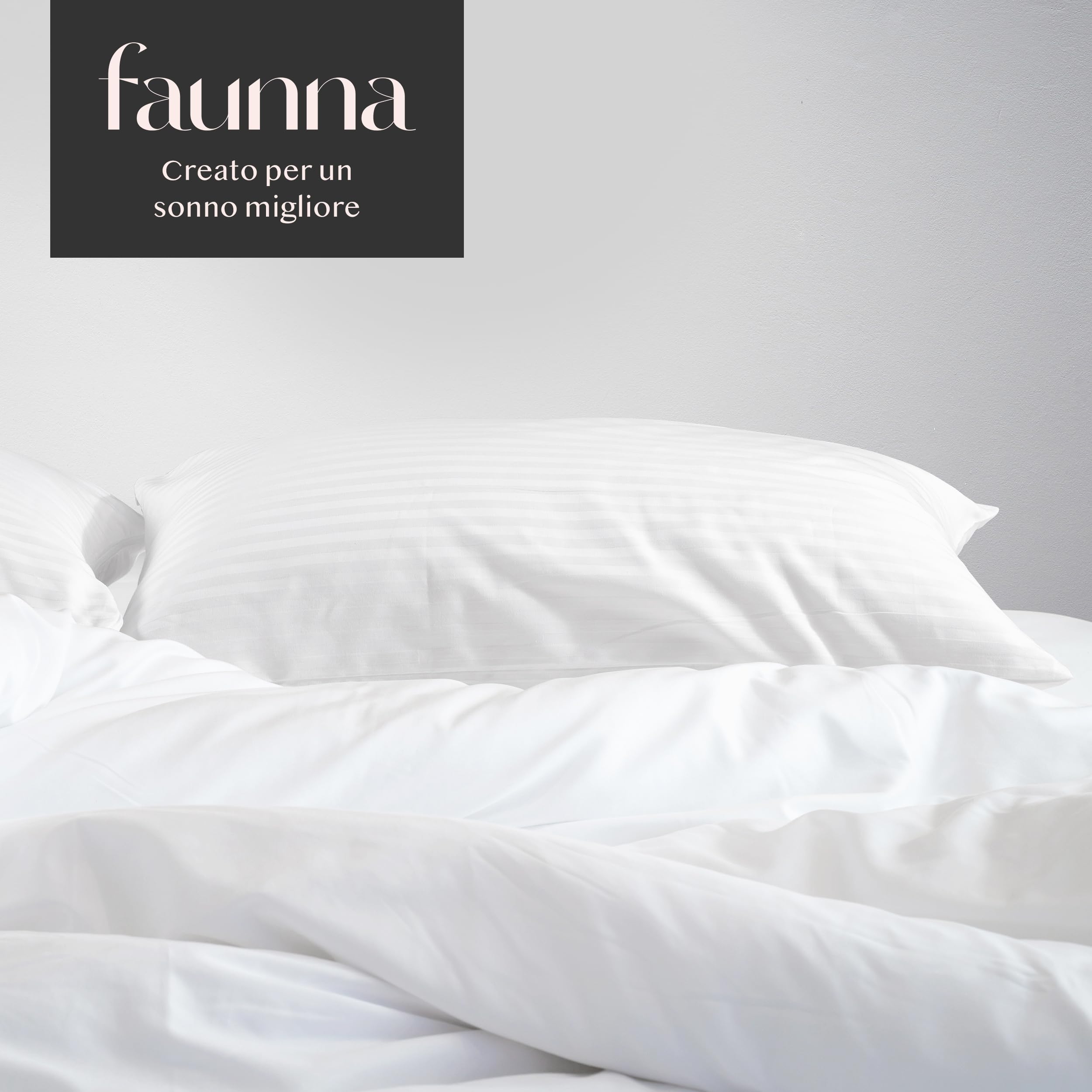 FAUNNA Federe cuscino letto cotone 50x80 cm, confezione da 2 — 100% cotone, traspiranti e silenziose, con cerniera nascosta, certificazione OEKO-TEX