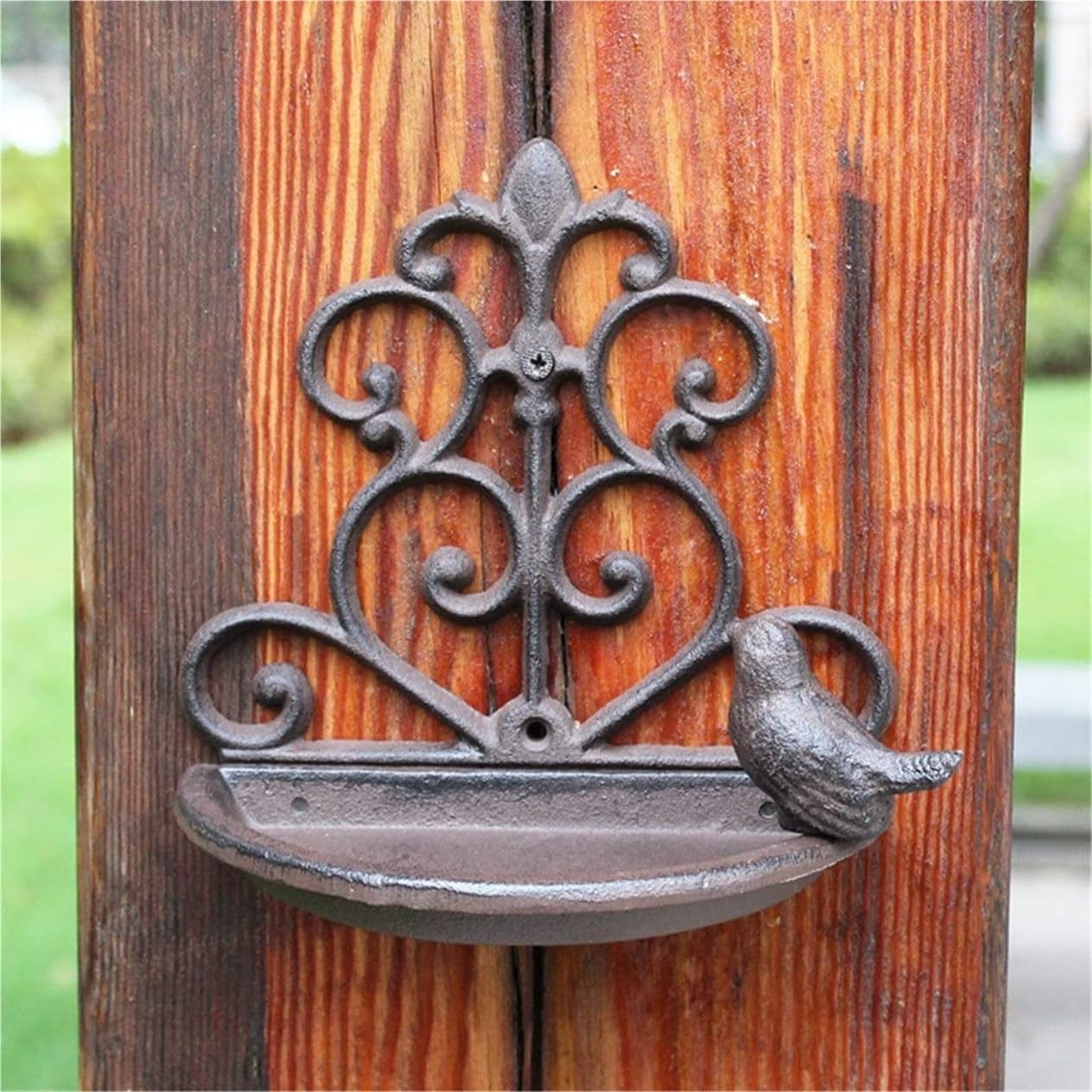 Ptaków Ogrodowych Rustykalny Żeliwny Karmnik Dla Ptaków Farm Home Garden Ścienny Metalowy Ptak Figurka House Accents Karmnik