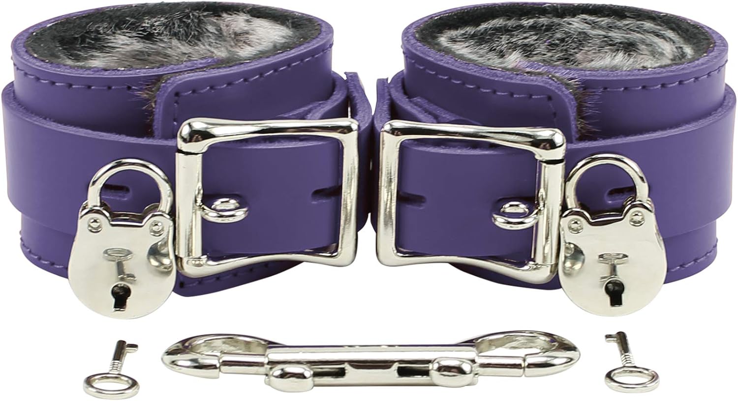 Amelia Wrist or Ankle Cuffs Genuine Leather Faux Chinchilla Fur Handcrafted Cuffs