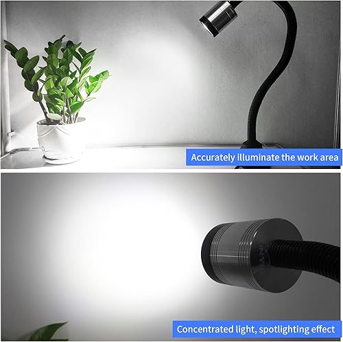 Miniatura 5 de Luz de trabajo flexible, luz de máquina LED, luz de cuello de cisne flexible LED de 900 lúmenes con cuello de cisne flexible de 20 pulgadas, 120