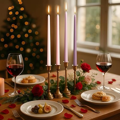 Miniatura 35 de Viyffo Velas cónicas marrones, paquete de 4 velas cónicas sin perfume de 12 pulgadas, 8 horas de tiempo de combustión, sin humo, para el hogar