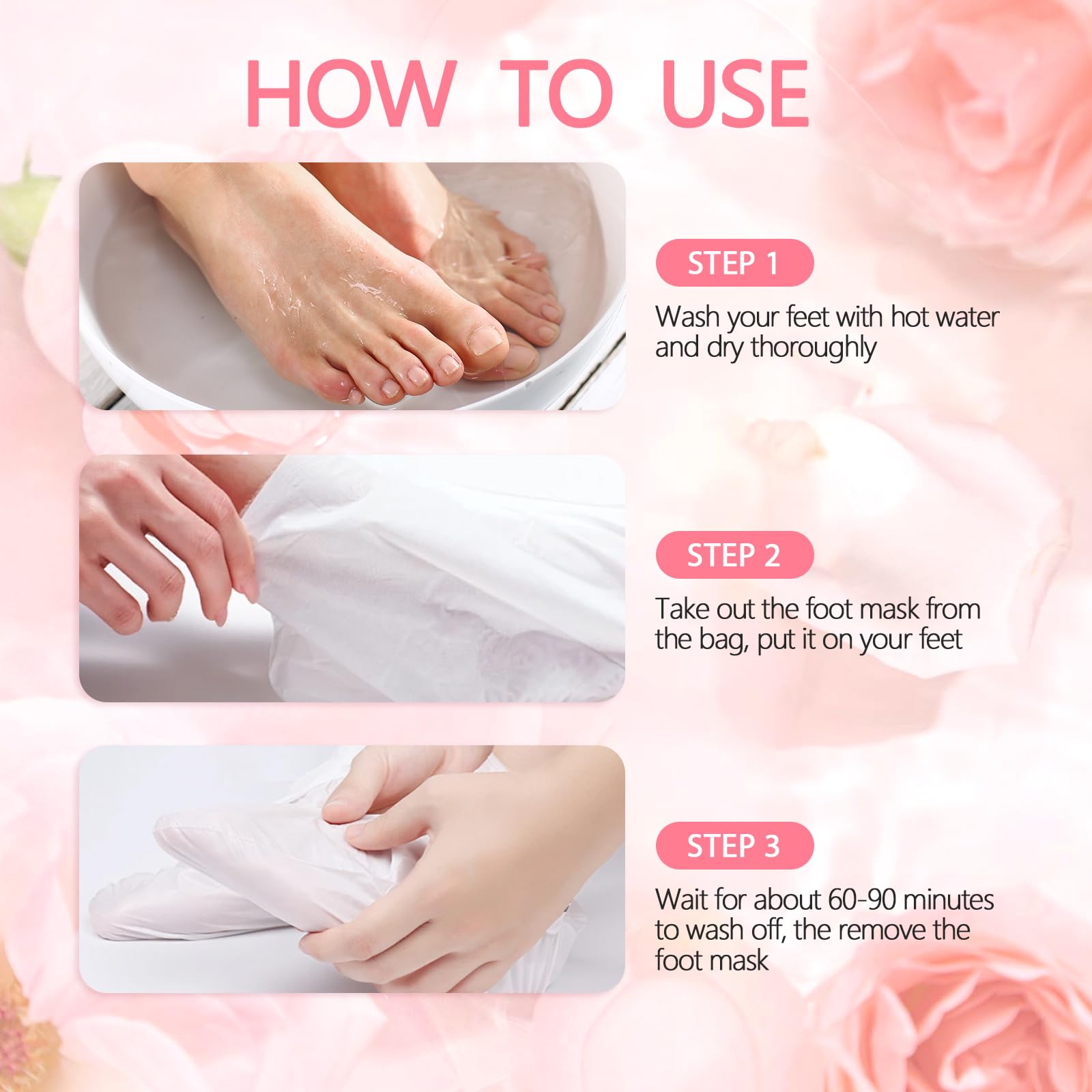 2 Paia Maschera Piedi Esfoliante, Trattamento Peeling Intenso, Peeling Delicato, Trattamento per Talloni Ruvidi, Pelle Liscia, Effetto Idratante Prolungato (Rosa/Aloe)