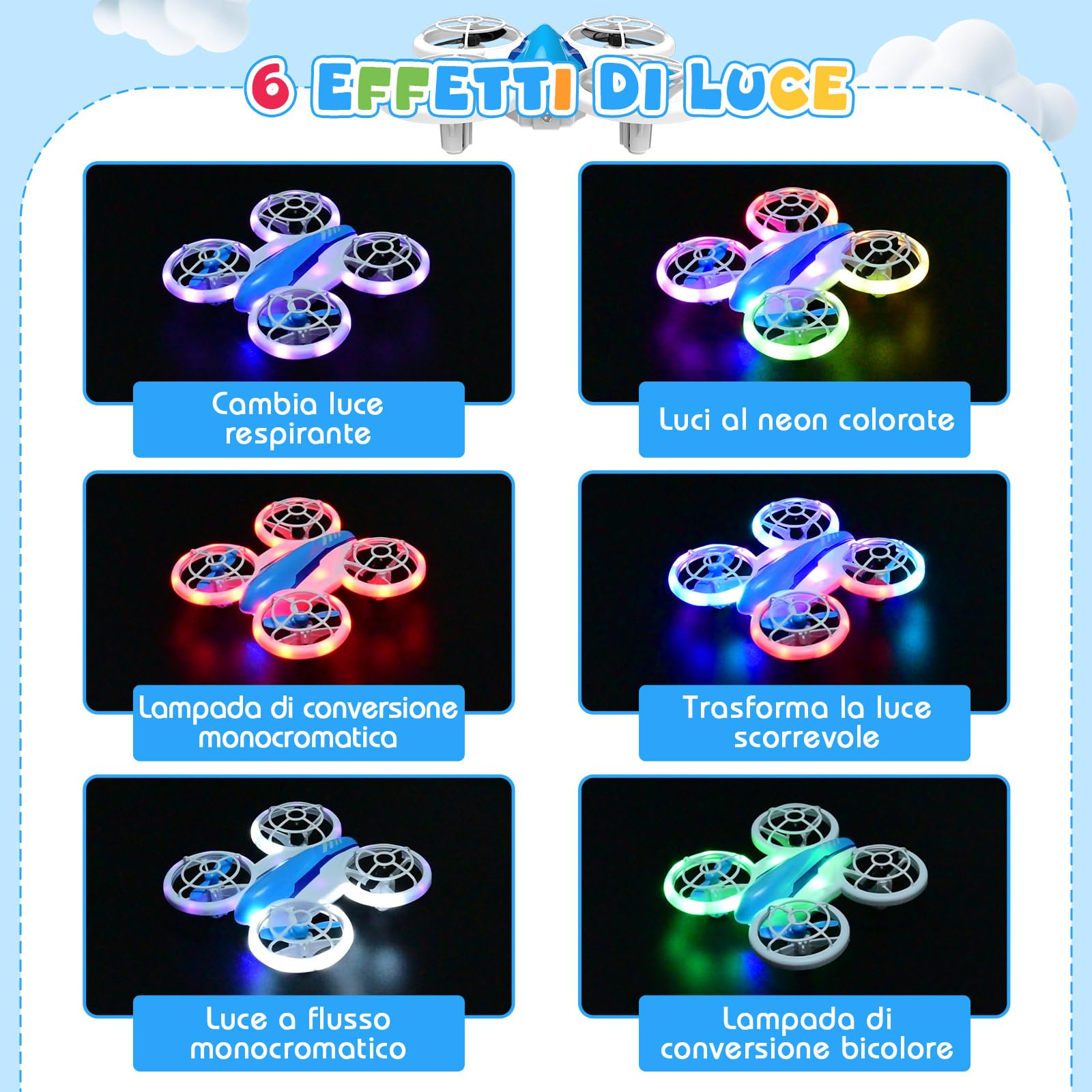YIKANWEN Drone per Bambini, Mini Drone con Telecomando da 6 7 8 9 10+ Anni, Ragazzi, RC Aereo Giocattolo con Luci LED e Batterie, Adatto per Uso Interno ed Esterno
