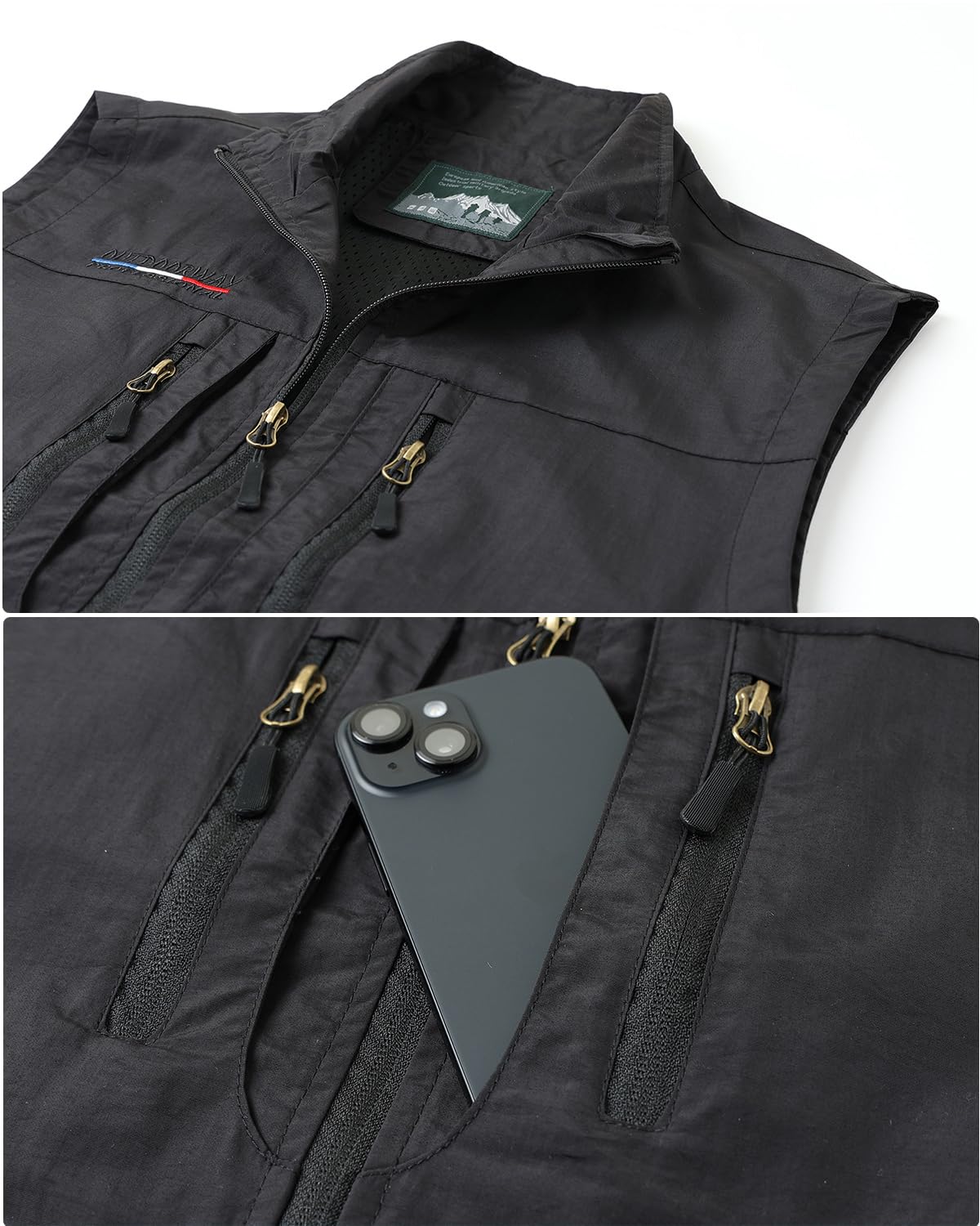 Herren Outdoor Weste Standkragen Anglerweste Golf Leicht Gilet Schnelltrocknende Ärmellose Jacke Arbeitsweste Jagdweste mit Vielen Taschen für Safari Fotografie