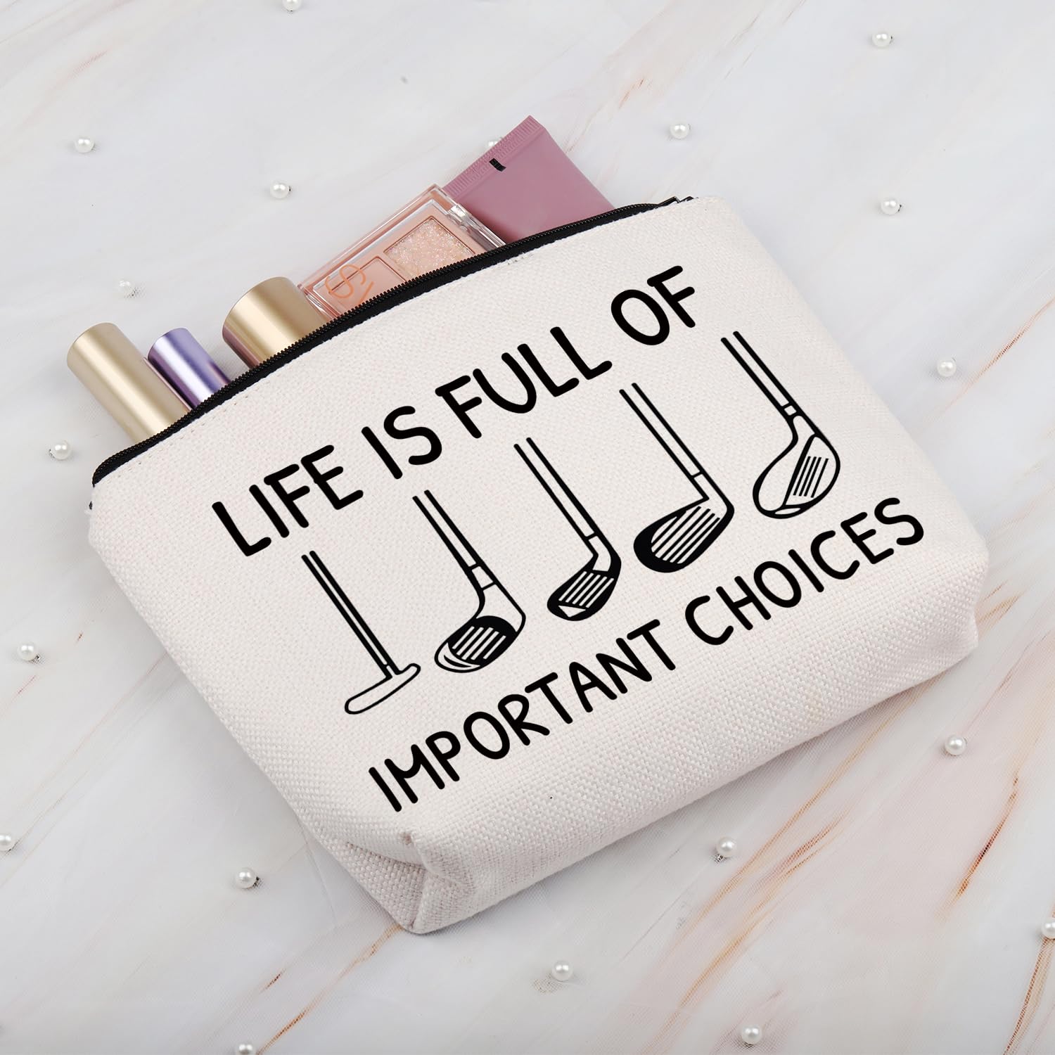 PLITI Regali da golf per donne golfisti accessori da golf Regalo giocatore di golf La vita è piena di scelte importanti Borsa per il trucco da golf, Choice Golf Bagu, alla moda