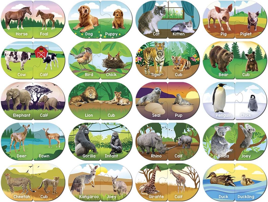 MasterPieces Kids Games - Educational Animals Matching Puzzle Matching Game - Game for Kids and Family - Laugh and Learn