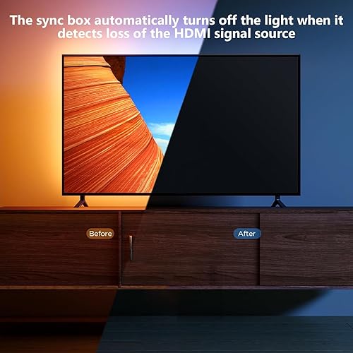 Miniatura 5 de PWAYTEK Colorida retroiluminación LED para TV con caja de sincronización HDMI 4K60Hz, para televisores de 55 a 65 pulgadas, tira de luces LED RGB de